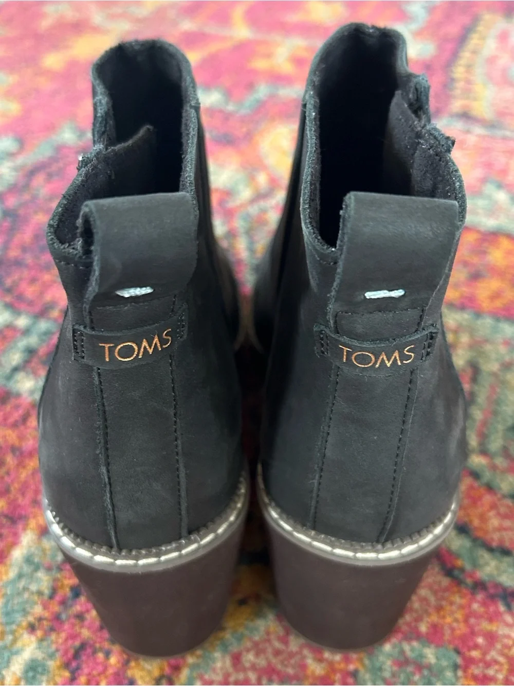 TOMS | Women’s Black Raven Wedge Water Resistant Ankle Boots Brown Platform 7.5
